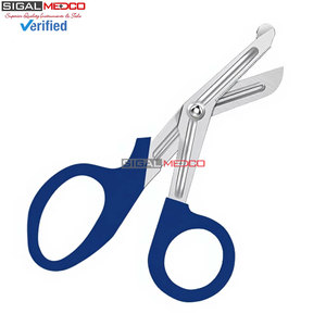 กรรไกรพยาบาลแบบ Trauma Shear ขนาด 5.5 นิ้ว สีน้ำเงินกรมท่า ผลิตจากเหล็กกล้าไร้สนิมเยอรมัน สำหรับปฐมพยาบาลฉุกเฉิน ใช้ตัดผ้าพันแผล อุปกรณ์ EMT สำหรับแพทย์และพยาบาล - Product Image 2