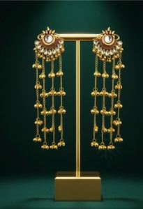 Pendientes Geométricos de Aleación de Zinc de Cachemira Tradicionales de Alta Calidad, Chapados en Oro, Joyería Étnica India Vintage para Mujer - Product Image 2