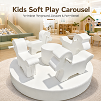 Manège Électrique Blanc Doux pour Enfants avec Double Poignée, 4 Places, pour Aire de Jeux Intérieure/Extérieure et Location de Fêtes