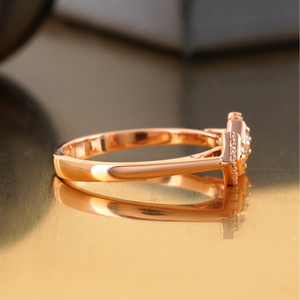 14K Rose Gold Modern Dainty Lab Grown Diamond <b>Ring</b> 0.15 CT Double Geometric <b>Open</b> Design Fashion Jewelry - Product Image 3