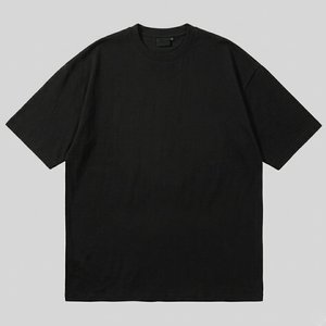 Nouveautés : Chemises noires pour hommes, personnalisées avec logo imprimé, de haute qualité, à épaules tombantes, pour l'été, style streetwear, respirantes, col rond, en coton. - Product Image 2