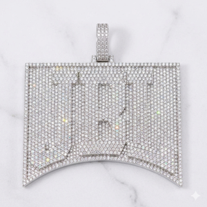 SHRAMAN DIAMOND Men's Personalized 925 <b>Silver</b> Double-Layer Hip Hop Rhodium Plated Iced Block Letter Name <b>Necklace</b> Charms Pendant - Product Image 1