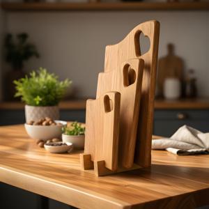 Tabla de cortar de madera maciza con acabado oscuro y asa |   Tabla de Cortar de Madera Resistente para Uso en Cocina, Hotel y Restaurante, para Exportación - Product Image 2