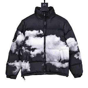 Custom Winter Warm Bubble Puff <b>Jacket</b> Jacquard Zip Funnel Neck Women Tapestry Puffer <b>Jacket</b> Canvas Fabric Casual Puffer Women - Product Image 1