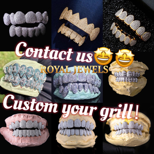 Nouveau design Grillz personnalisés pour 8 dents en moissanite rouge et blanc, en argent sterling 925, style Buss Down - Product Image 2