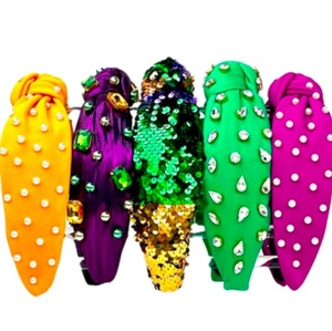 Diadema Premium con Cuentas de Mardi Gras, Color Morado y Amarillo, Diadema Festiva con Bordado Hecho a Mano para Mujeres y Niñas - Product Image 5