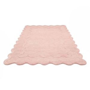 ZandH Home Handmade Pink Hand Tufted Wool Rug <b>Thick</b> Modern Abstract Pattern Pet Friendly Cushioned Non-Slip Washable Cotton - Product Image 3