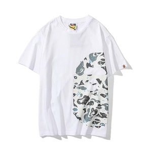 Camiseta Negra de Manga Corta con Cuello Redondo y Estampado de Cabeza de Mono Camuflado para Hombre, Estilo Urbano Holgado, 100% Algodón Jersey - Product Image 5