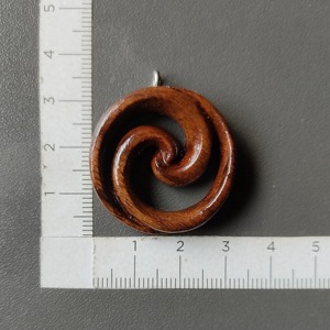 Wooden Spiral Pendant Necklace Tan Color Natural Finish Handcrafted Wood Jewelry - Product Image 4
