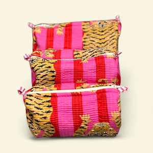 Ensemble de trousses de toilette en coton matelassé faites à la main, 3 pièces, imperméables, à motifs floraux, organiseur de maquillage, étui de voyage pour bijoux - Product Image 2