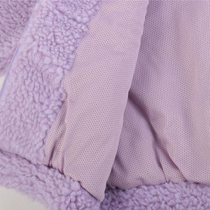 Chaqueta corta de lana sherpa lila personalizada con cremallera, cuello alto, manga larga, bolsillos frontales, ropa de abrigo de boutique de moda para mujer - Product Image 4