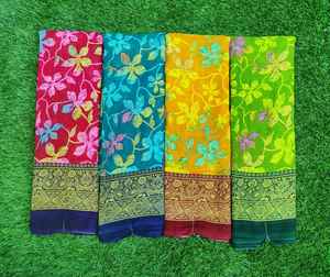 ผ้าส่าหรีพิมพ์ลายพรีเมียม พลังงานแห่งความสง่างาม ให้สัมผัสนุ่มลื่นและพลิ้วไหวอย่างมีระดับ |   ชุดส่าหรีสำหรับใส่ในชีวิตประจำวัน - Product Image 1