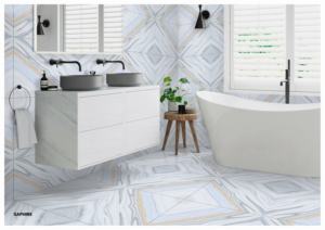 Elegantes Azulejos de Porcelana con Acabado Brillante Tipo Bookmatch, Tamaño 60x120cm 600x1200mm 24x48 Pulgadas, Diseño de Loseta con Aspecto de Mármol para Paredes y Pisos Interiores de Primera Calidad - Product Image 5