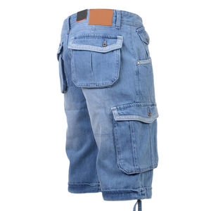 Pantalones Cortos de Mezclilla Cargo para Hombre, Bordados con Cristales, Diseño Multibolsillos, Color Azul Claro, Algodón, Casuales, para Verano, Trabajo al Aire Libre - Product Image 6