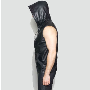 Gilets en cuir noir pour hommes, gilets de moto personnalisés, gilets de club de moto faits à la main, couture diamant, respirant - Product Image 3