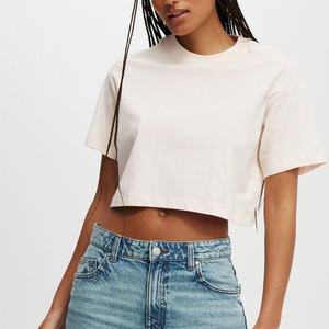 Camiseta corta informal de verano para mujer, camiseta lisa de manga corta, camiseta personalizada de alta calidad, camiseta holgada para damas - Product Image 5