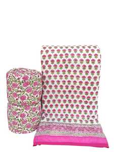 Jeté de lit matelassé en coton doux à imprimé floral, réversible, poids moyen, respirant, style tissé, couverture décorative Jaipur Rajai - Product Image 3