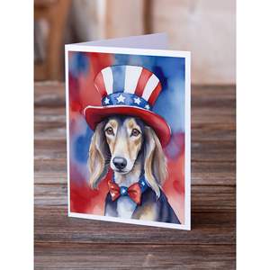 Saluki Patriotic American A7 Whimsical Tarjetas de notas en blanco Paquete de 8 con sobres Tarjetas de felicitación de tamaño 5x7 - Product Image 2
