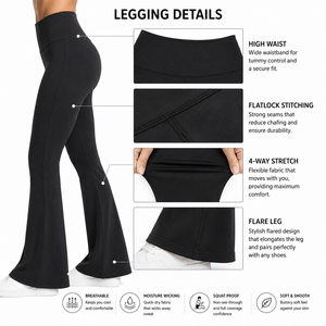 Roregal Folded High-Waisted Slimming <b>Flared</b> Pants Outdoor Casual Fashion Running Fitness Long Yoga Flare <b>Leggings</b> - Product Image 5