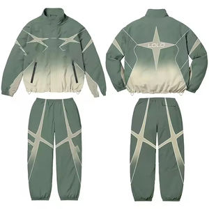 Conjunto Deportivo Informal con Estampado, Sudadera Holgada y Pantalones Anchos, Chaqueta Cortavientos de Nailon, Unisex - Product Image 4