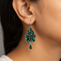 Anting-anting gantung etnik boho tribal bunga perak oksidasi kuningan pesanan besar dengan klaster batu amethyst, gaya bohemian wanita