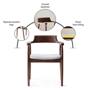 Chaise de salle à manger moderne en bois de manguier avec dossier - Design contemporain pour l'ameublement de la maison - Product Image 5