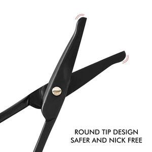 Tijeras de Seguridad Profesionales de Acero Inoxidable Negro Mate con Punta Afilada para Recortar Vello de Nariz, Orejas, Cejas, Rostro, Manicura, Uñas, Uso Manual - Product Image 2