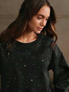 Women Corduroy Lined Cotton <b>Rhinestone</b> O Neck Sweatshirt Pullover Soft Warm Breathable Anti-Wrinkle Formal Fashion Vintage - Product Image 6