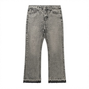 Jeans vintage streetwear pour homme, denim tricoté respirant, délavé, déchiré, coupe mi-haute, toutes saisons, décontracté, polyester/coton - Product Image 1
