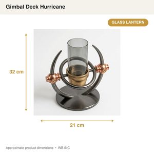 Handmade 32 cm <b>Brass</b> Glass Hurricane <b>Lantern</b> with Gimbal Deck Gunmetal Copper Finish for Home Decor & Hotel Use - Product Image 6