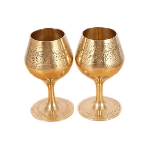 แก้วไวน์ทองเหลืองสลักลายขอบทอง ทำด้วยมือ เป็นมิตรกับสิ่งแวดล้อม แก้วไวน์ก้านโลหะ สำหรับไวน์แดง - Product Image 3