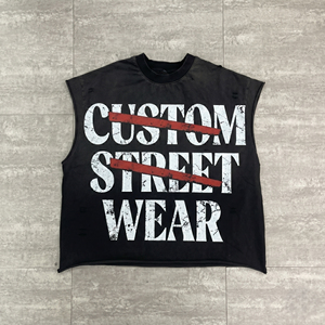 Camiseta sin Mangas Personalizada de Estilo Urbano para Hombre, Cuello Redondo, Jersey Estampado, Corte Regular, Color Negro - Product Image 2