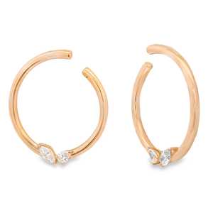 Diamond <b>Hoop</b> <b>Earring</b> 14K <b>Solid</b> Gold Modern Elegant Prong Set Pear Marquise Lab Grown Wedding Luxury Classic Huggies Fine Jewelry - Product Image 5