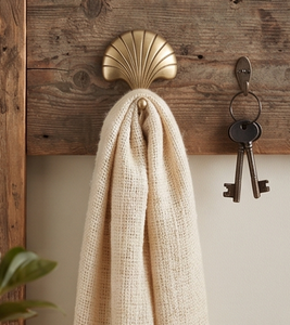 Deluxe Vintage Style Brass Shell Wall <b>Hook</b> <b>With</b> Gold Finish Polished Perfect For Cloth Display Door Hanger Stylish Home Accent - Product Image 5