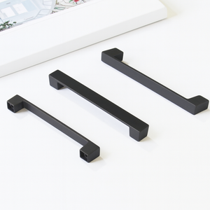 Poignée de meuble carrée en alliage de zinc noir mat, style moderne et minimaliste, pour tiroirs de cuisine, salle de bain et salle à manger - Product Image 3