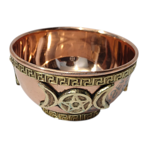 Cuenco de Cobre Hecho a Mano, Ecológico y Duradero, con Pentáculo, para Ofrendas, Cuenco para Ahumar, Quemador de Incienso Wiccan Triple Luna, Primavera Verano - Product Image 3