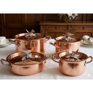 High Grade Gold Plated Hammered Texture Stainless Steel Made Food Serving Cookware Home Hotel Kitchenware Casseroles All Stoves - Product Image 5