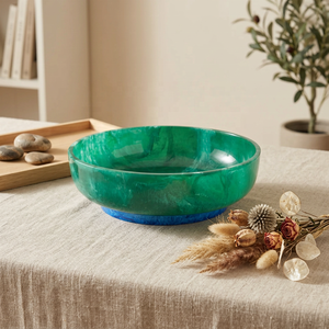Handmade Eco-Friendly Green Resin <b>Bowl</b> with Blue Base Polished Classic Decorative <b>Party</b> <b>Bowl</b> - Product Image 1