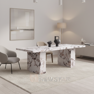 Table à manger en marbre très demandée, personnalisable, en pierre naturelle, de forme rectangulaire, pour la maison, la villa et l'hôtel - Product Image 6