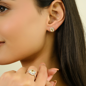 สินค้ายอดนิยมขายดีต่างหูเม็ดกลมรูปวงรีสีเหลืองทอง14K เป็นของขวัญสำหรับเธอ - Product Image 4