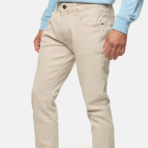 Jean en denim beige pour homme, coupe droite, style décontracté |   Pantalons streetwear vintage délavés |   Façade respirante | - Product Image 4