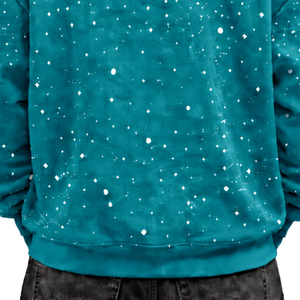 Sudadera con Capucha Oversize para Hombre, Estampado Moteado Azul Turquesa, Forro Polar Grueso, Estilo Urbano, con Cordón Ajustable - Product Image 5