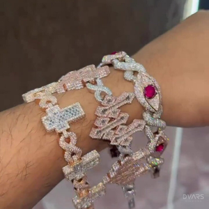 Pulseras de Moissanita VVS1 Baguette que pasan la prueba del diamante, Pulsera de eslabones cubanos cruzados de plata 925, Joyería Hip Hop Iced Out - Product Image 4