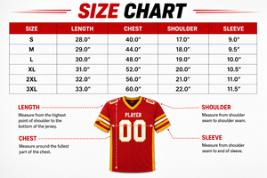 เสื้อฟุตบอลอเมริกันคุณภาพสูง ผ้าฝ้าย 100% สีแดงเหลือง ตาข่าย คอวี แขนสั้น ระบายอากาศได้ดี ปักชื่อและหมายเลขได้ - Product Image 5