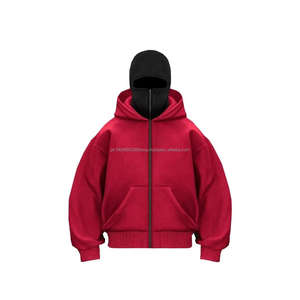 Unisex Custom Heavyweight Fleece <b>Hoodie</b> Balaclava Solid Pattern Zip-up <b>Ninja</b> <b>Hoodie</b> with Face Cover for Winter Wear - Product Image 4