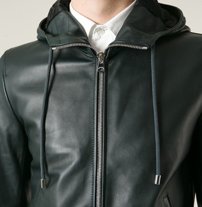 Chaqueta Bomber de Cuero 100% Genuino para Hombre, Estilo Urbano, Cuello Alto, Invierno, Color Negro Sólido, MOQ Bajo, Alta Calidad - Product Image 5