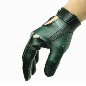 Dark Green Driving <b>Gloves</b> Perforated Leather Breathable Summer Fashion Snap Button Classic Style Mens Car Driving <b>Gloves</b> - Product Image 5