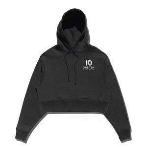 เสื้อฮู้ดครอปสีดำสำหรับผู้หญิง ทรงโอเวอร์ไซส์ สไตล์ลำลอง สตรีทแวร์ เนื้อผ้านุ่ม ขนฟลีซ เสื้อฮู้ดแบบสวมหัว แฟชั่นอินเทรนด์ - Product Image 1