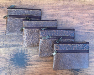 Portefeuille en cuir de vachette véritable imprimé fleur de luxe femmes en cuir véritable petit porte-carte femme Double fermeture éclair porte-monnaie à vendre - Product Image 3