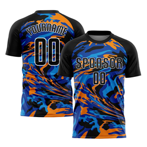Custom Black Royal-orange Sublimation Soccer Uniforms Exquisite Stitching Athletic Cut Jersey For Soccer Players - Product Image 4
